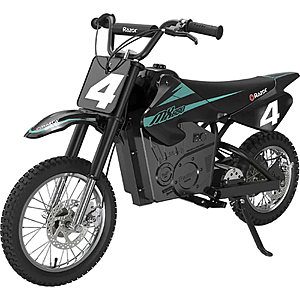 Razor MX650 Dirt Rocket eBike w/ 10 miles Max Operating Range and 17 mph Max Speed Black/Teal 15165045 - $599