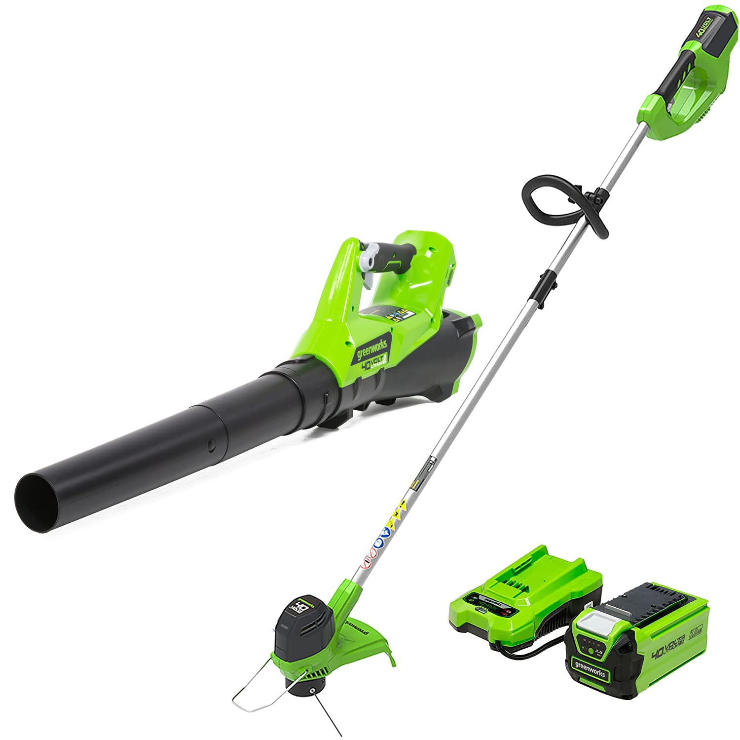 Greenworks 40V Cordless String Trimmer and Leaf Blower Combo Kit, 2.0Ah Battery and Charger Included $94.5