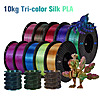 10 kg Tri-Color Silk PLA 3D Printer Filament 3 Color for 3D Printing Plastic Materials 1.75mm For FDM 3D Printer 22 lb Mix Color for $91.29 with code - BFD20U