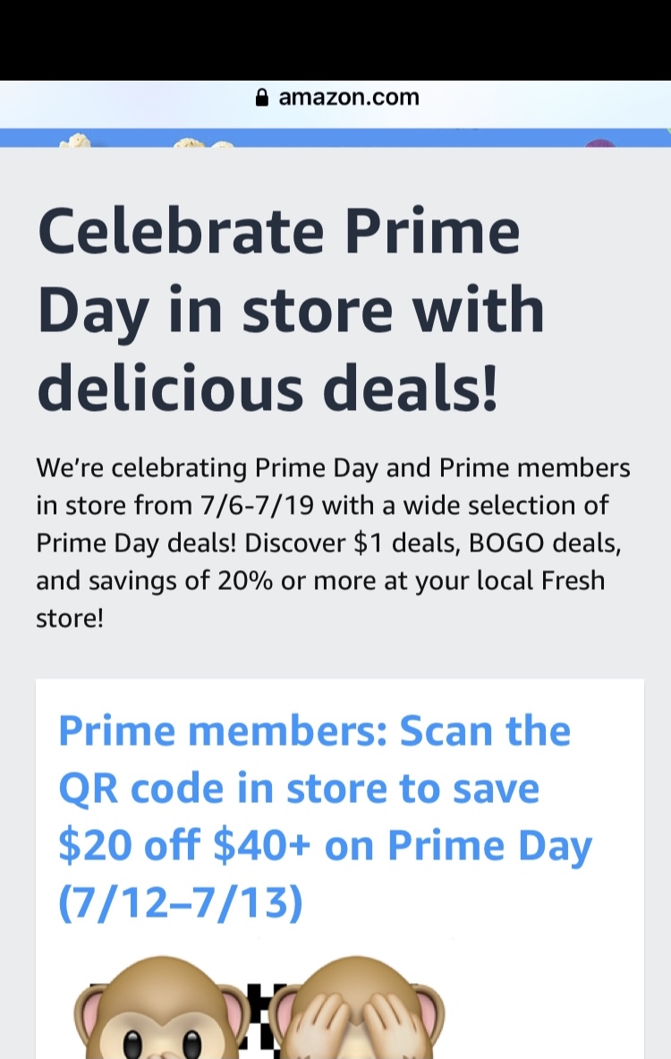(In-store) Select Amazon Prime Accounts : $20 Off $40 By Scanning QR Code. Redeemable At Your Local FRESH Store