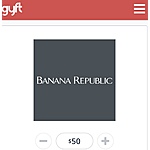GAP BRAND - OLD NAVY - BANANA REPUBLIC - ATHLETA - GAP FACTORY AND BANANA REPUBLIC FACTORY : Get a $50 Gift Card for $42.50 At Gyft.Com E-mail Delivery.