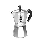 Bialetti - Moka Espress: Iconic Stovetop Espresso Maker, Makes Real Italian Coffee, Moka Pot 6 Cups (6 Oz), Aluminium, Silver $19.89
