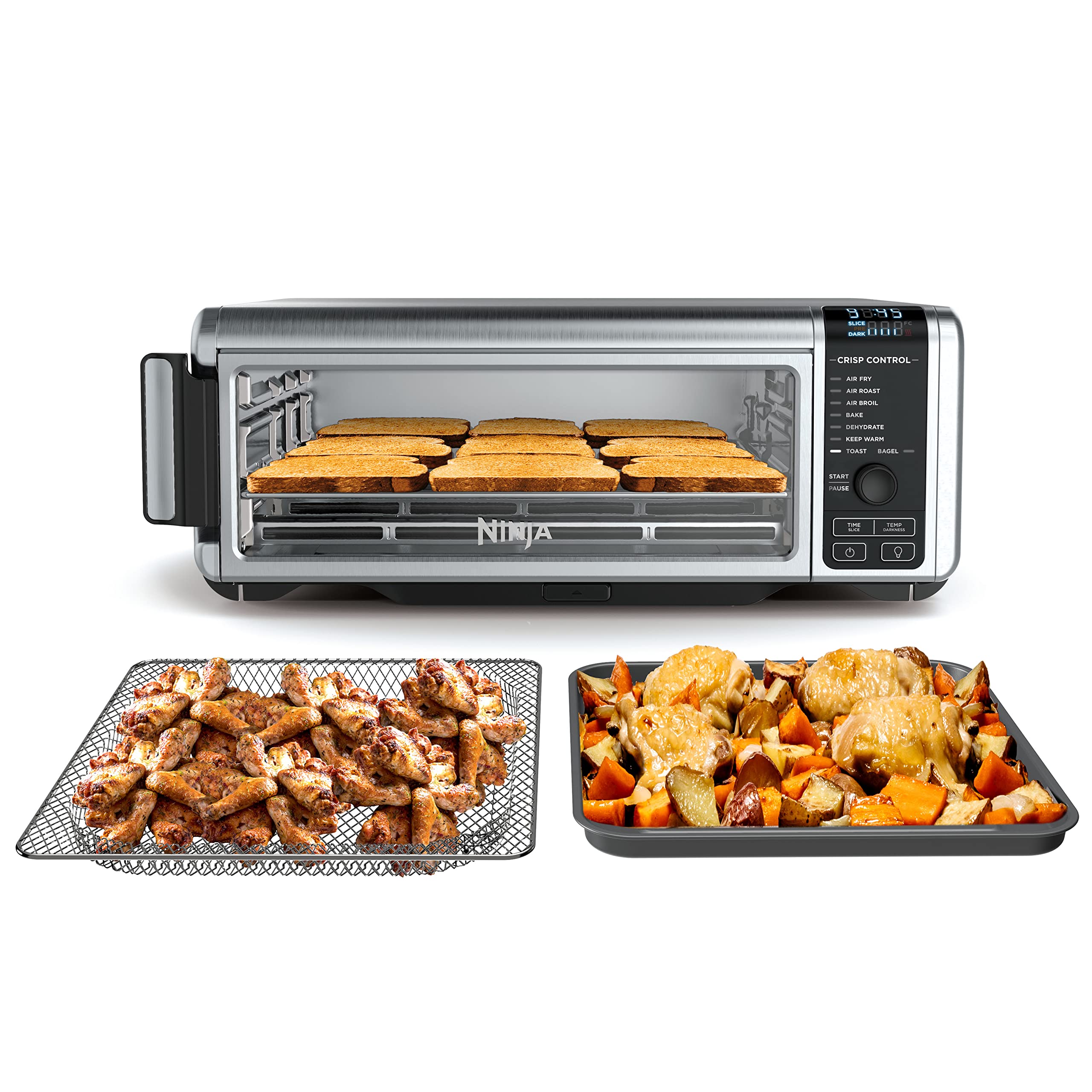 Ninja SP101 Digital Air Fry Countertop Oven with 8-in-1 Functionality, Flip Up & Away Capability for Storage Space, with Air Fry Basket, Wire Rack & Crumb Tray, Silver $129.99