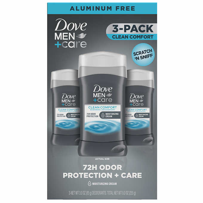 Costco Member 3pack 3 oz Dove Men+Care AluminumFree Deodorant, for