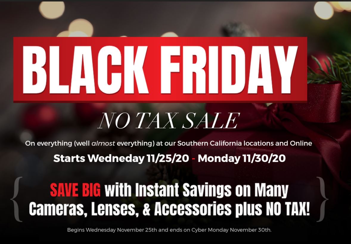 SAMY'S CAMERA - Save on SALES TAX from Nov 25-Nov 30 $80