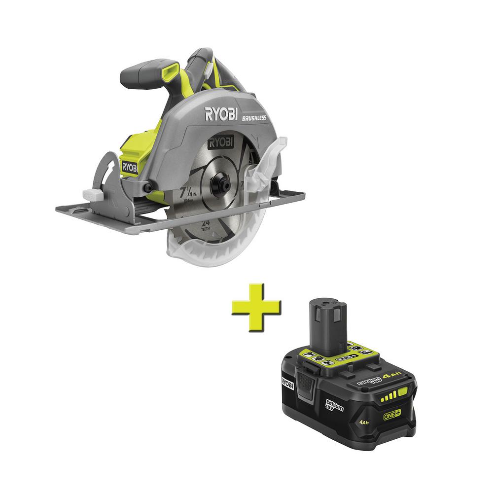 18 Volt One Cordless Brushless 7 1 4 In Circular Saw With 4 0 Ah Lithium Ion Battery Free Shipping 118 99