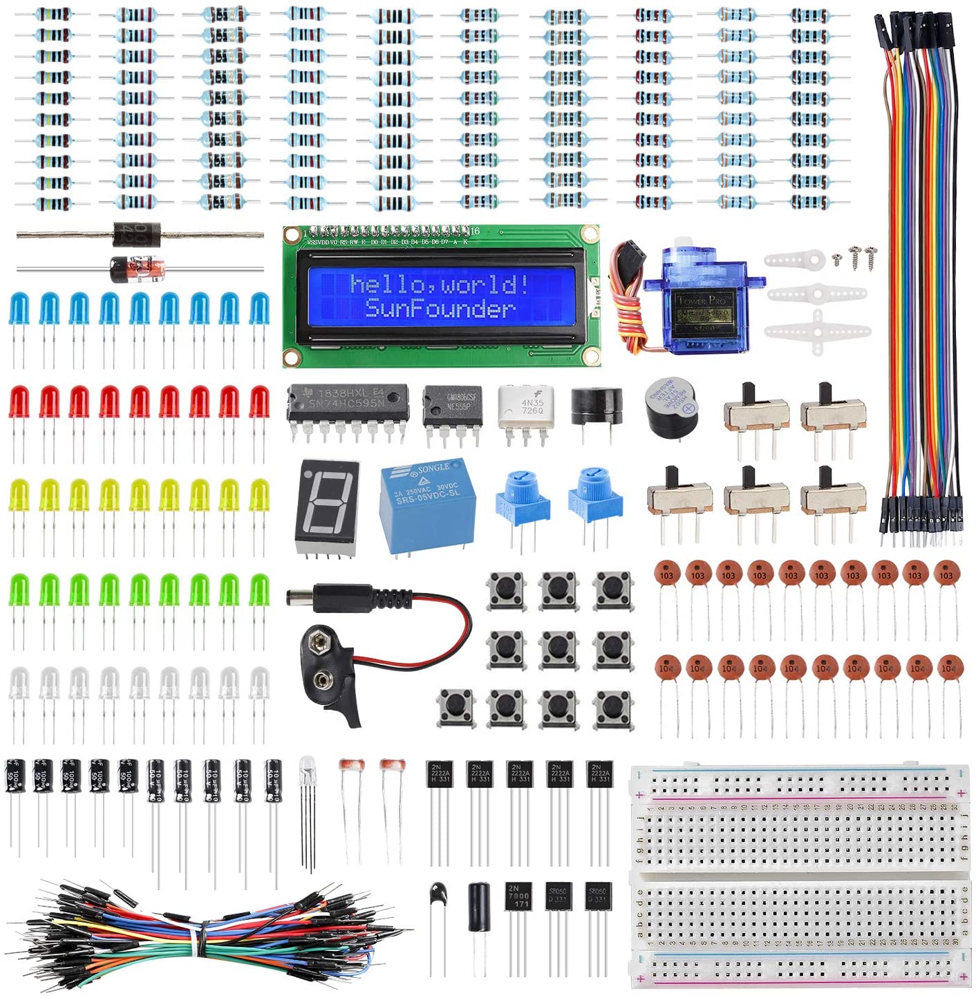 SunFounder Electronics Fun Kit with 1602 LCD Module,breadboard,LED,Resistor for Arduino R3 $17.99