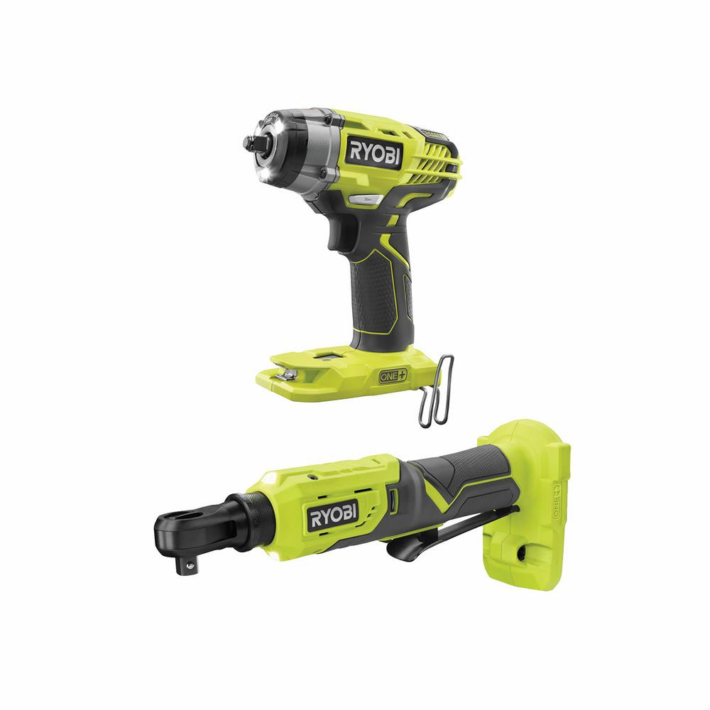 RYOBI ONE+ 18V Cordless 3/8 in. 3Speed Impact Wrench and 3/8 in. 4Position Ratchet Kit (Tools