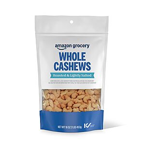 16-Oz Amazon Grocery Whole Cashews (Roasted & Lightly Salted) .05 w/ Subscribe & Save