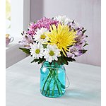 Mother's Day Springtime Flower Bouquet w/ Blue Mason Jar $25 + Free Next Day Delivery