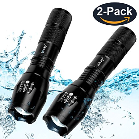 2-Pack Wsky LED Tactical Flashlight S1800 Powerful Waterproof Flashlight - $9.91