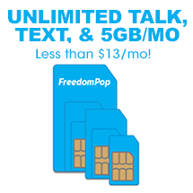 FreedomPop GSM Prepay - 12mo - Unlimited Talk, Text, and 5GB/mo - $149.99