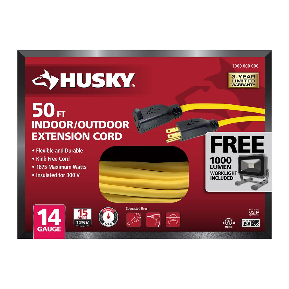 YMMV Home Depot - Husky 14/3 50 ft. Yellow Extension Cord with 1,000 Lumen Work Light-63050LIGHTHY - The Home Depot $20