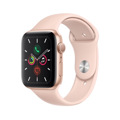 Apple Watch Series 5 GPS, 44mm Gold Aluminum Case with Pink Sand Sport Band - S/M & M/L - $329 @ Walmart