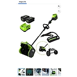 Greenworks 80V 12&quot; Cordless Snow Shovel with Wheels w/(2) 2.5Ah Battery &amp;amp; Charger &amp;amp; Strap