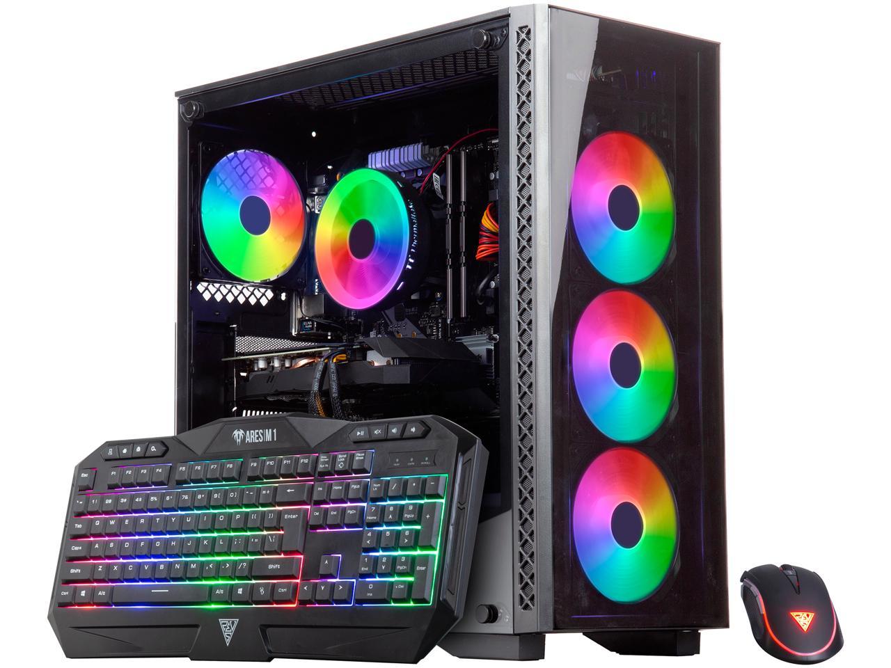 ABS Gaming PC - GeForce RTX 2060, 4x 120 mm RGB Fans, Wireless AC, Includes Gaming Keyboard & Mouse, Intel Core i5-10400F, Windows 10 Home, 16 GB DDR4 3000MHz RAM, 512GB SSD - $869