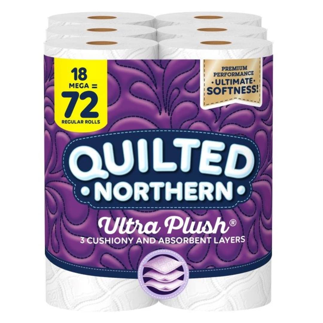 Quilted Northern Ultra Plush Toilet Paper, 18 Mega Rolls = 72 Regular Rolls, 3-Ply Bath Tissue for $14.95 or $14.17  with 5+ S&S at Amazon