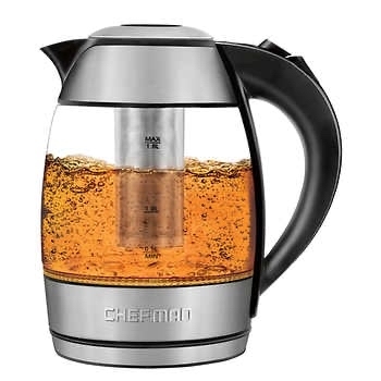 Chefman 1.8 Liter Electric Glass Kettle With Removable Tea Infuser $28.99