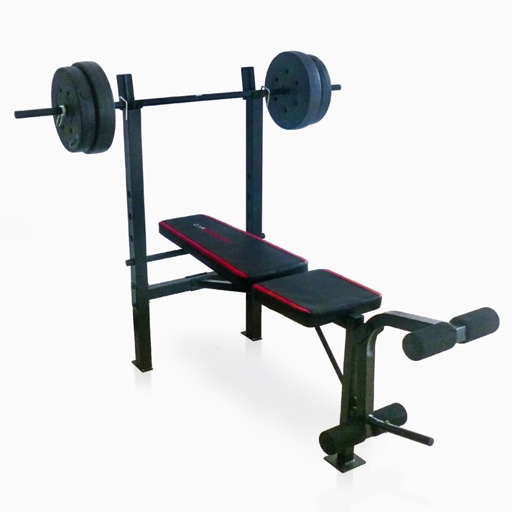 CAP Strength Adjustable Standard Combo Weight Bench with Rack and Leg Extension and 90 lb. Vinyl Weight Set - $139