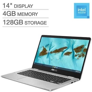 ASUS 14" C424MA Chromebook Laptop - Intel Celeron N4020 - 1080p - $150