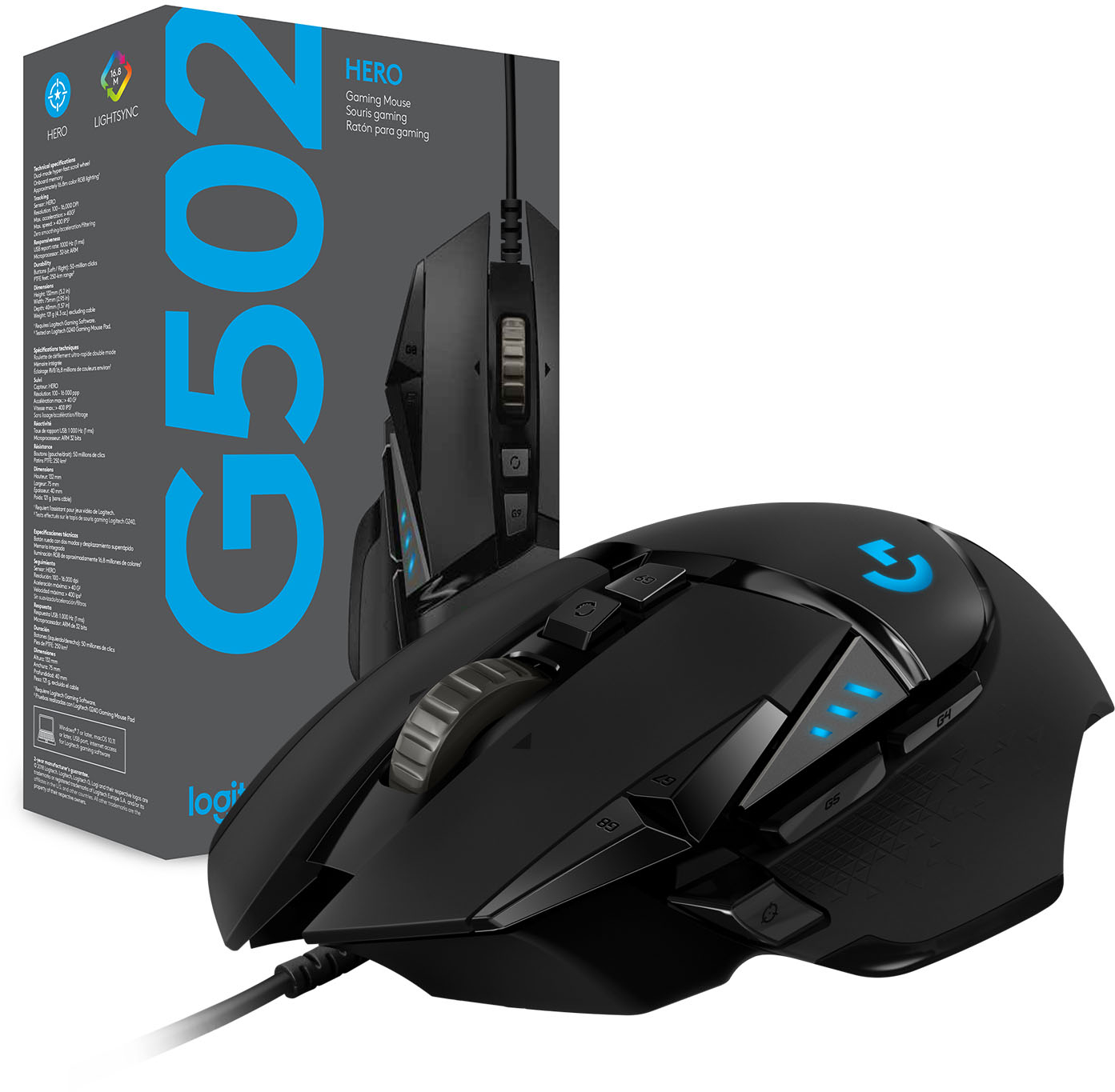Logitech - G502 HERO Gaming Mouse (Black) - Free store pickup at Bestbuy $30