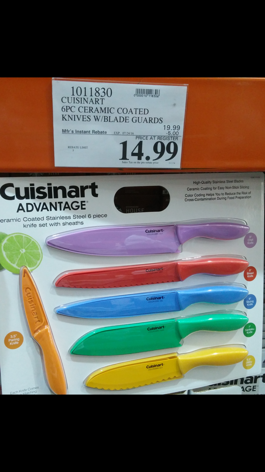 Cuisinart Advantage 6 Knife Set w/ Blade Covers 14.99 at Costco B&M