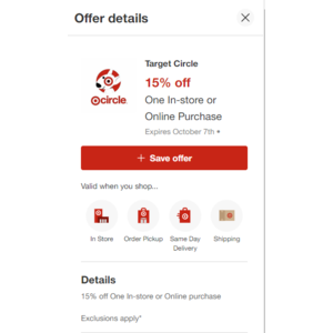 15 off baby purchase target sale