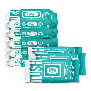 Nice 'N Clean Adult Flushable Wipes (8 x 42 Count) | Personal Cleansing Wipes Made from Plant-Based Fibers | Infused with Aloe & Vitamin E $11.74