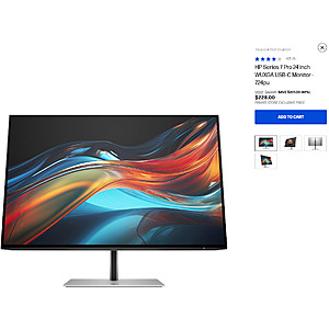 HP EPP Price HP Series 7 Pro 24 inch WUXGA USB-C Monitor 724pu $205 EPP Price, after coupon + free shipping $205.2