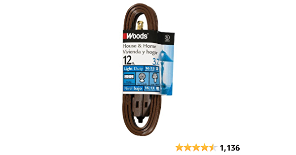 Woods 0602 Cube Extension Cord with Power Tap, 12-Foot, Brown (602) - $3.97