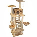 Majestic Pet Products 72 inch Beige Casita Cat Furniture Condo House Scratcher Multi Level Pet Activity Tree - $59.80 at Amazon + FS with Prime