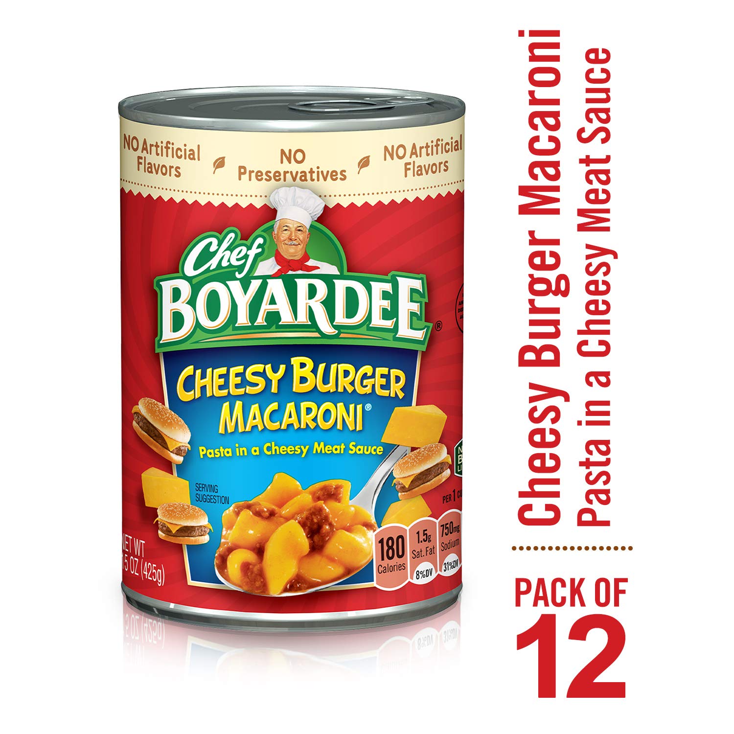 Chef Boyardee Cheesy Burger Macaroni, 15 oz, 12 Pack- $11.17 at Amazon + FS with Prime (or less with subscribe and save)