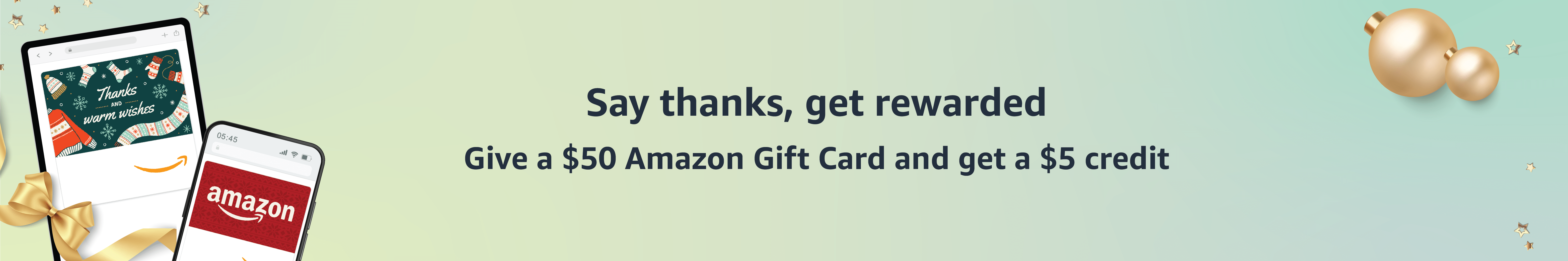 Give a $50 Amazon Gift Card and get a $5 credit