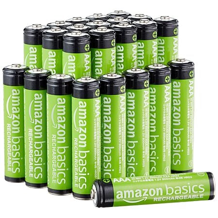 $13.69 Amazon Basics 24-Pack Rechargeable AAA NiMH Performance Batteries, 800 mAh, 1.2V, Recharge up to 1000x Times