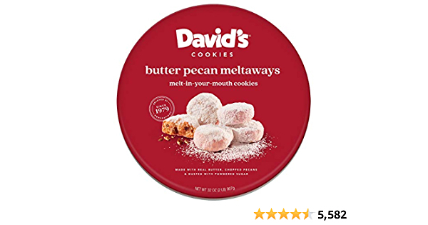 David’s Cookies Gourmet Cookies Butter Pecan Meltaway – 32oz Butter Cookies with Crunchy Pecans and Powdered sugar - $10.99