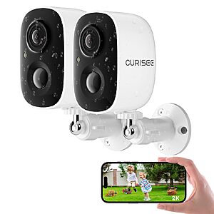 Wireless Outdoor Security Camera Wireless 2K 2.4GHz WiFi Smart Motion Detection (2 Pack) $27.99