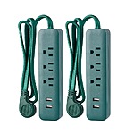 2-Pack 3' Unbranded 3-Outlet/2-USB 450J Surge Protector w/ Flat-Head (Green) $5 + Free Shipping