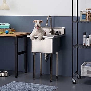 Costco utility discount sink with cabinet