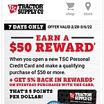 YMMV Tractor Supply offer to Neighbors club members to apply for credit card and get $50 after $50 or more spend
