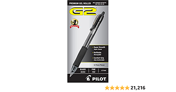 PILOT G2 Premium Refillable & Retractable Rolling Ball Gel Pens, Fine Point, Black Ink, 12-Pack (31020) - $12.99