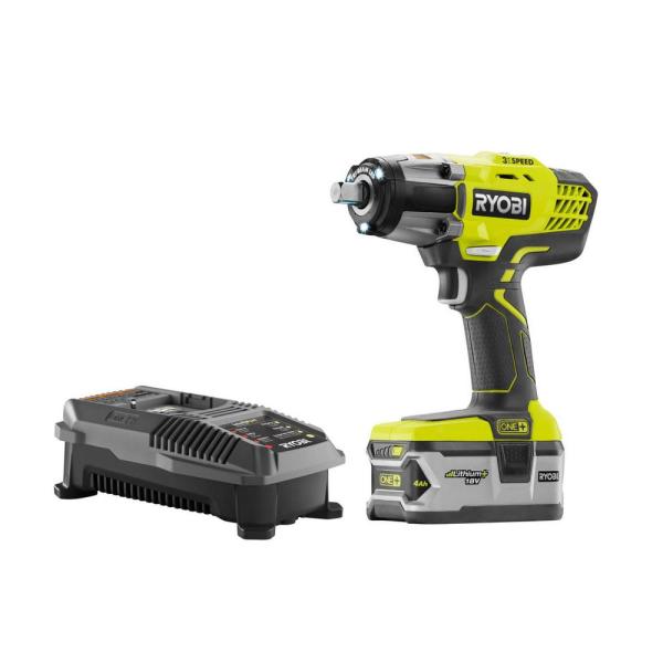 RYOBI 18-Volt ONE+ Cordless Impact Wrench Kit w/4.0 Ah Battery and Charger 70% off - Clearance/YMMV $41.7