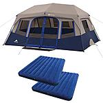 Ozark Trail 14' x 10' Instant Cabin Tent, Sleeps 10 with 2 Queen Airbed Value Bundle for $169 + free shipping