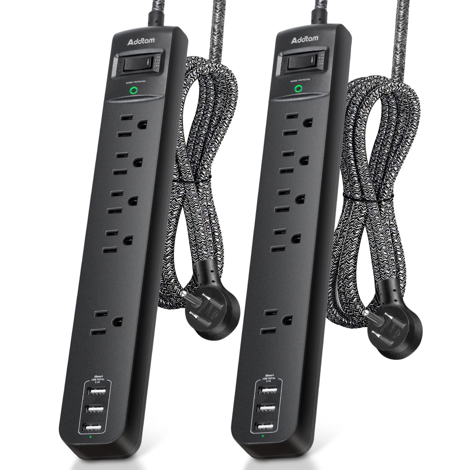 2 Pack Power Strip Surge Protector - 5 Widely Spaced Outlets 3 USB Charging Ports $18.91