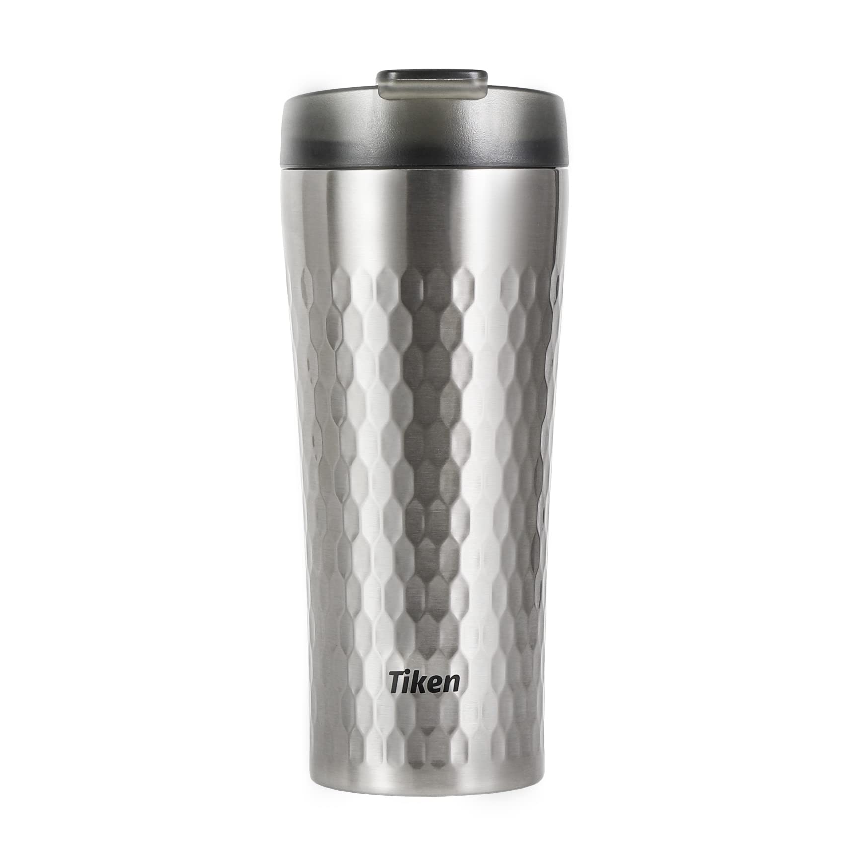 Tiken 16 Oz Insulated Tumbler, Stainless Steel Coffee Tumblers with Stronghold Lid, Travel Coffee Mug 470ML – Silver $9.49