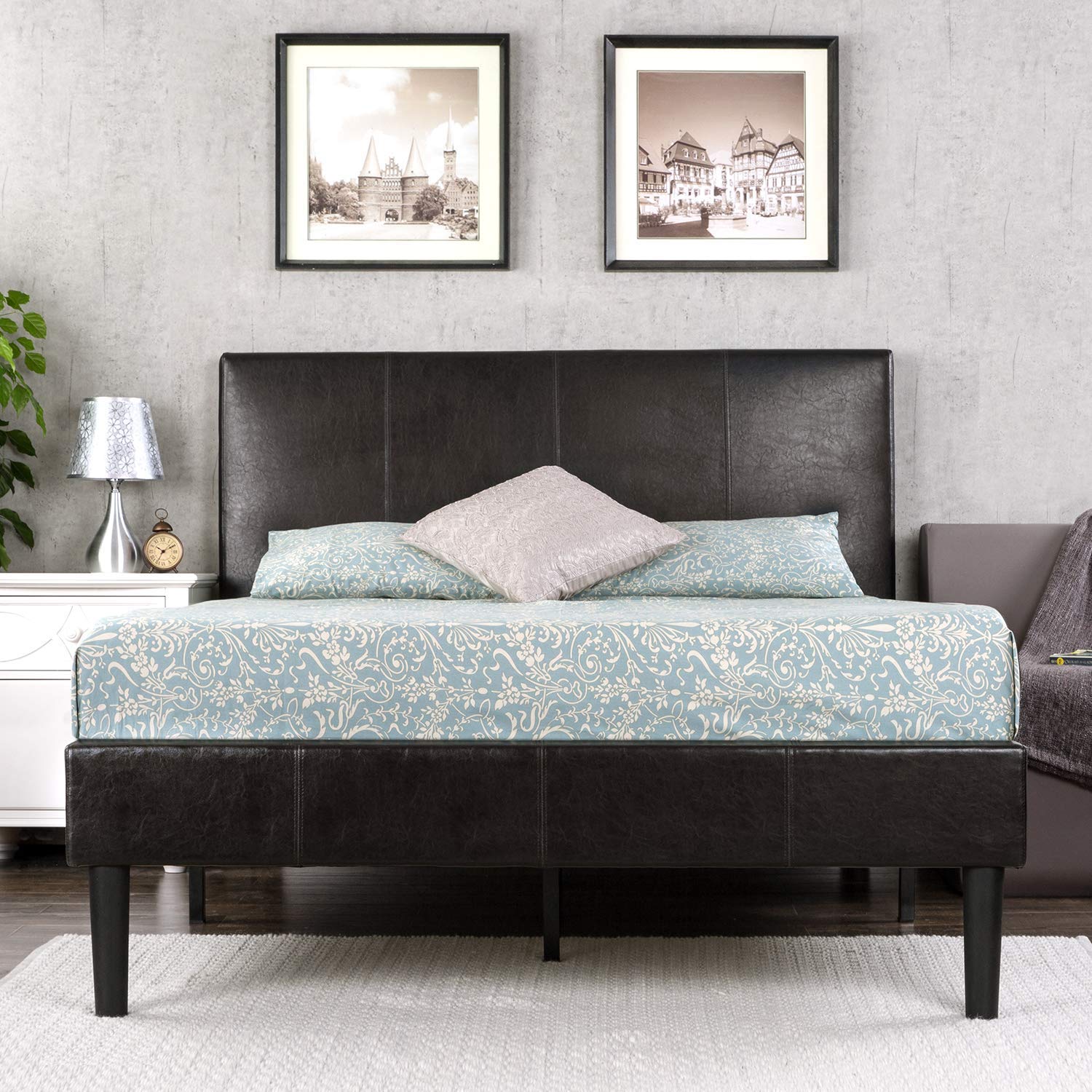 Zinus Gerard Faux Leather Upholstered Platform Bed Frame Mattress Foundation King size Espresso color $172.1 w Free Shipping