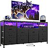 Garvee 63.3&amp;quot; Dresser for Bedroom, 10 Drawer Dresser TV Stand for 65-75&amp;quot; TV, Fabric Chest of Drawers with Led Lights &amp;amp; Power Outlets $89