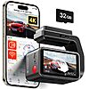 REDTIGER F4 4K Dash Cam Front: 2.2&amp;quot; Mini Car Camera, 2160P UHD Touch Screen, w/ 32GB Card $64.79
