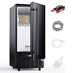 SIMZLIFE 80-lb Ice Per day Black Freestanding Cubed Ice Maker with LCD Control and Reversible Door Stainless Steel $539.99