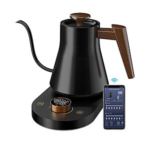 Smart Electric Gooseneck Kettle: Wi-Fi Remote Control, Temp Control, 7 Presets, 100% Stainless Steel Inner Lid, 1000W, 0.8L $37.73