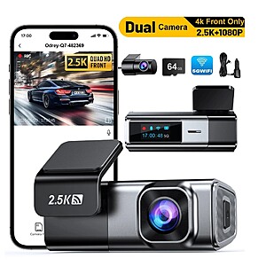 Odrey 2-Channel 2.5K Front + 1080p Rear Dash Camera w/ G-Sensor, Night Vision .90 + Free Shipping